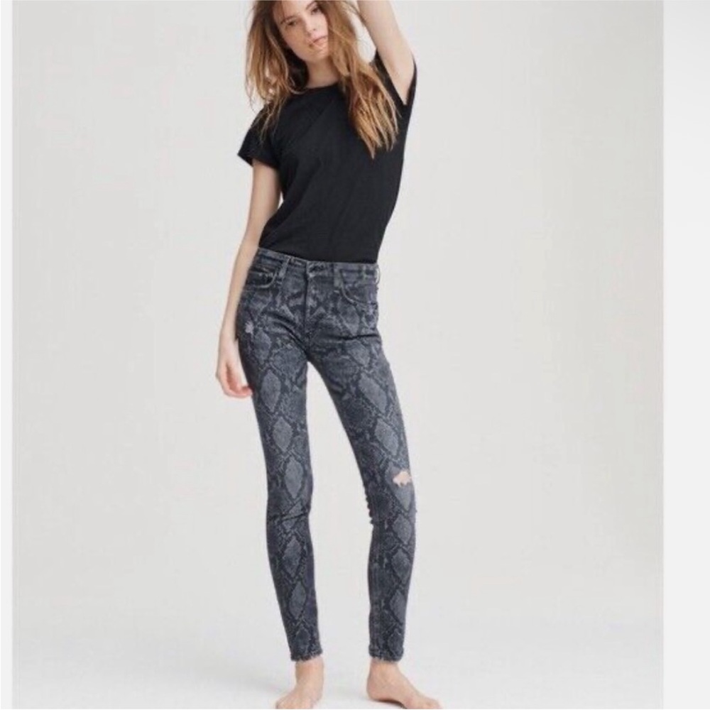 rag & bone Cate Skinny Jeans, Dark Gray Snake Print